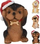Кученце с коледна шапка 9x7x13cm 3 дизайна