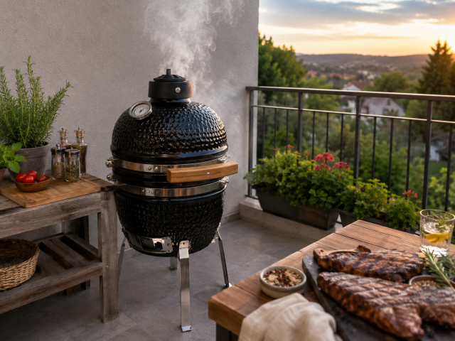 Барбекю Kamado 33x26x34.5 см черно, снимка 3 - Керамични грилове Кamado