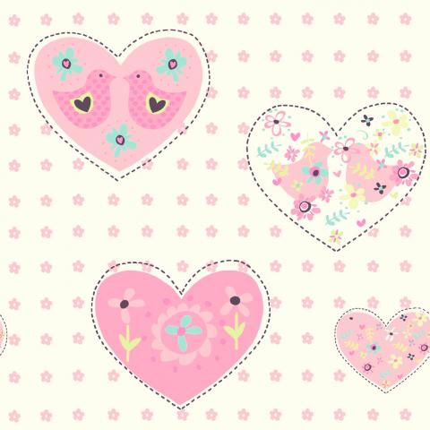 Тапет Детски розови сърца - Тапети симплекс