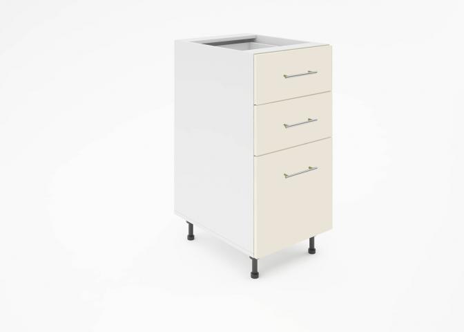 Крафт D3 долен шкаф с три чекмеджета 40см, крем гланц - Модулни кухни с онлайн поръчка