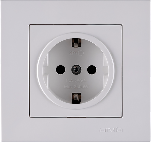 KAREN бял  контакт ШУКО 2Р+Е 16А 250V - Ключове и контакти