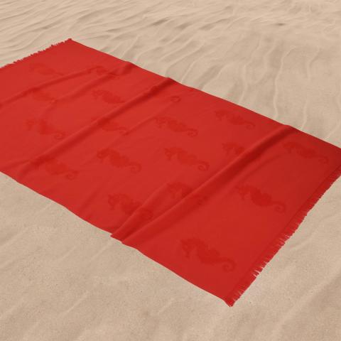 Плажна кърпа Морско конче 100x170 см червен - Хавлии и халати