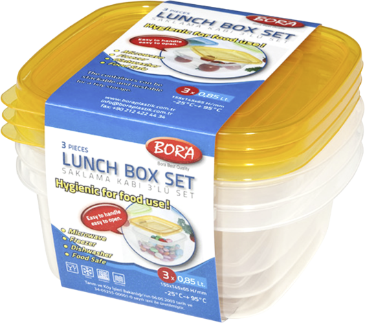 Bora кутии с капак 3бр х 0,85л - Кутии за храна