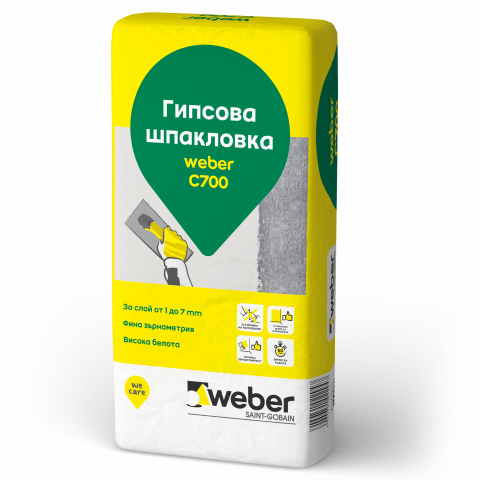 Финна гипсова шпакловка Weber С700 Сатен от 1мм до 8мм - Лепила и шпакловки за eps и xps