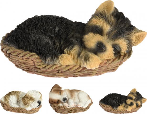 Градинска фигура куче в кошница - Фигури