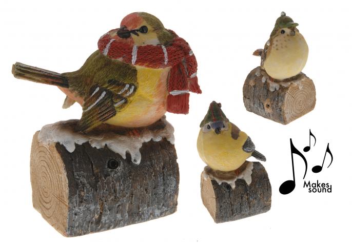 Музикална птичка на пънче - Коледни фигури