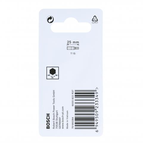 Комплект битове Impact Control T15 25 мм Bosch 2 бр, снимка 4 - Битове