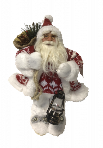 Фигура Дядо Коледа 46см, бяло-червен - Коледни фигури