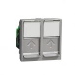 Мех. информ. розетка New Unica, 2X RJ45 - UTP cat.5E, алуминий