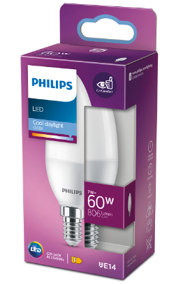LED крушка Philips Е14 7W 806Lm 6500K, свещ - Лед крушки е14