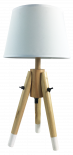 Настолна лампа Talpi с дървени крака, цвят бял