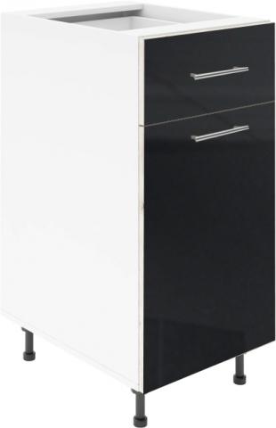 Крафт D2 долен шкаф с една врата и чекмедже 50см, черен гланц - Модулни кухни с онлайн поръчка