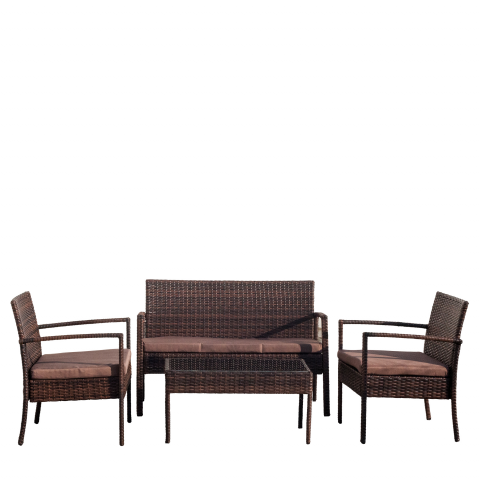 Ратанов сет кафяв, маса, диван, 2 стола, снимка 2 - Ратанови гарнитури