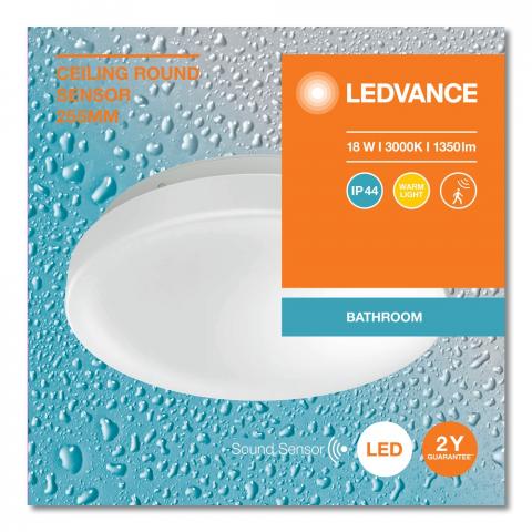 LED плафон със сензор 18W 3000K, снимка 3 - Лампи за баня