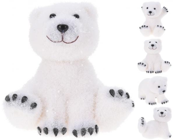 Фигура Полярна мечка с брокат 14см - Коледни фигури