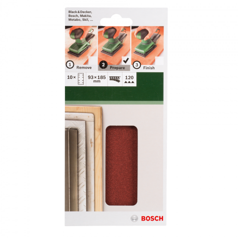 Комплект шкурки за дърво Bosch 93x185 мм, 10 бр., снимка 2 - Шкурка комплекти