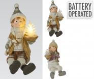 Коледна фигурка Деца с елха LED 14 см