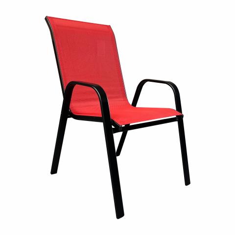 Метален стол, червен текстилен - Метални столове