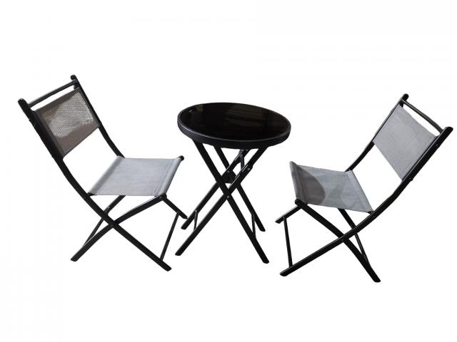 Сет маса+2 стола, текстил - Метални гарнитури