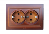 Контакт двоен шуко Zena махагон