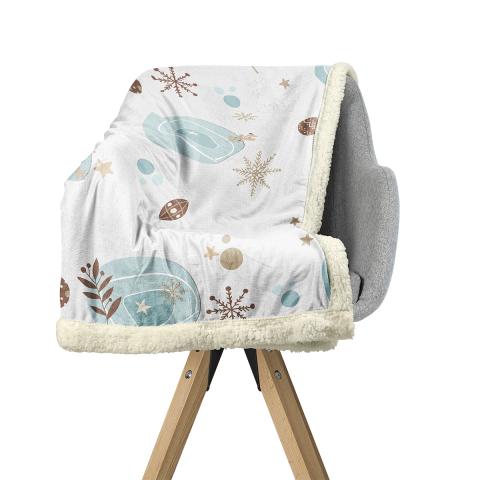 Коледно одеяло Sherpa 150x150 см бяло, снимка 2 - Одеяла
