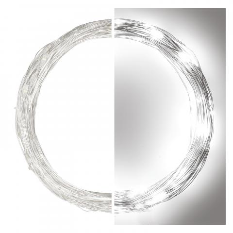 LED коледна верига сребриста, 10м студено бяла, снимка 2 - Светеща верига