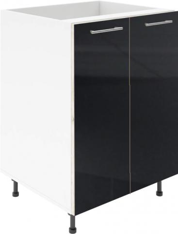 Крафт D6 долен шкаф с две врати (за мивка) 70см, черен гланц - Модулни кухни с онлайн поръчка