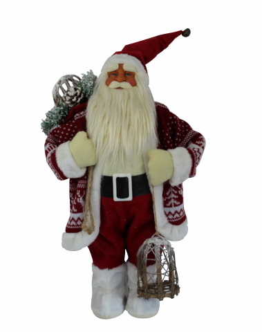 Фигура Дядо Коледа 91см, червен с фенер - Коледни фигури