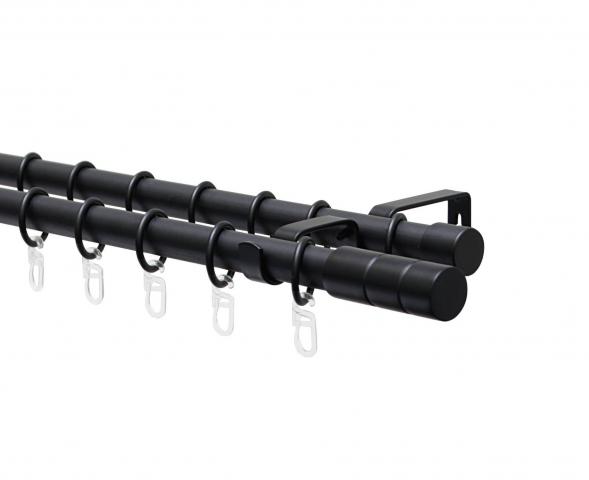 Двоен корниз Цилиндър 130-240 см черен, снимка 2 - Метални корнизи