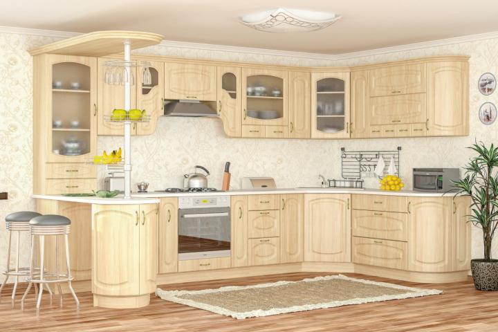 Долен ляв заоблен шкаф Паула, с плот - Модулни кухни с онлайн поръчка
