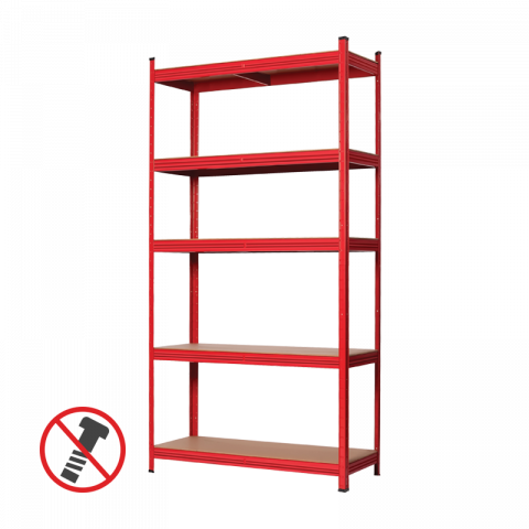 Стелаж De'Home Popular 180х90х40 см 5х175 кг червен - Метални стелажи