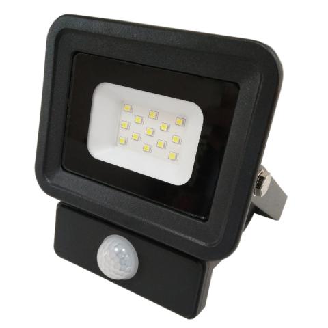 LED прожектор със сензор 10W 6000K IP65 черен - Led прожектори