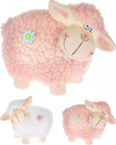 Декоративна овчица с цветенце 14см, 2 модела - Великденска украса