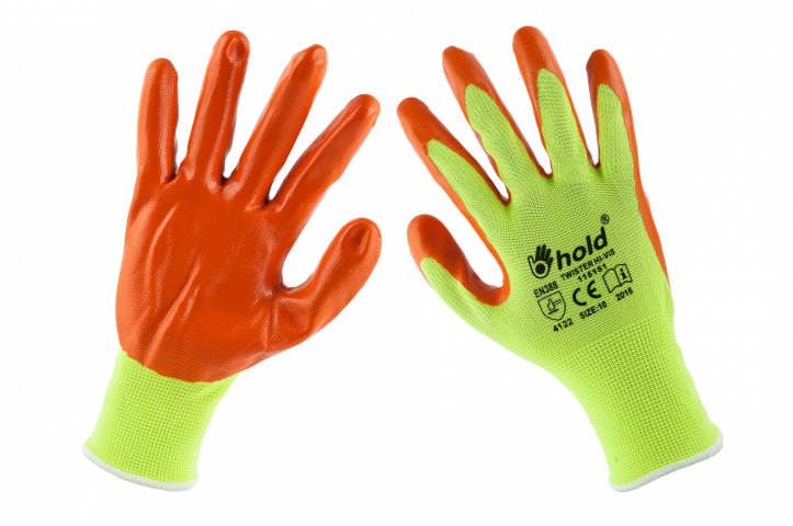 Ръкавици топени в нитрил Twister Hi-Vis №10 - Ръкавици от изкуствени материи