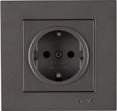 KAREN антрацит контакт ШУКО 2Р+Е 16А 250V - Ключове и контакти