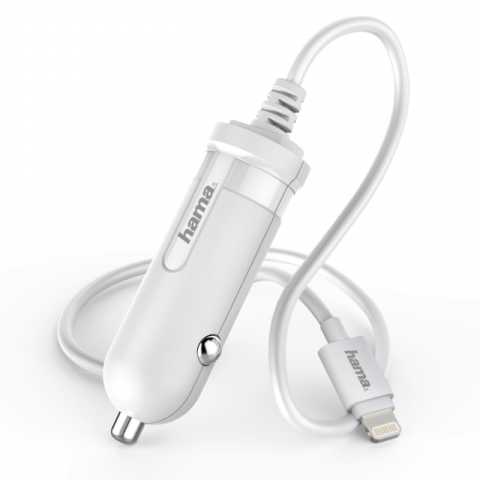 Зарядно за кола HAMA LIGHNING ЗА APPLE IPHONE IPAD 5 V/2.4 A бял - Аксесоари за мобилни устройства