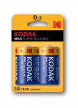 Алкална батерия Kodak MAX LR20/D 1.5V 2бр блистер.