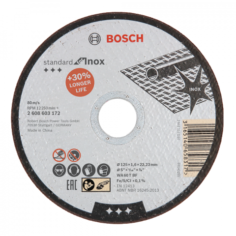 Диск за рязане Инокс BOSCH 125x22,23x1,6 мм - Дискове за рязане на метал