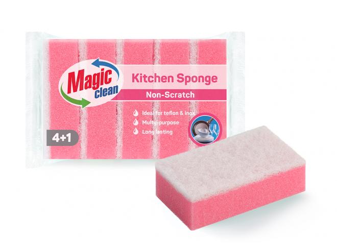 Magic clean Гъба домакинска недраскаща 4+1 бр. - Гъби