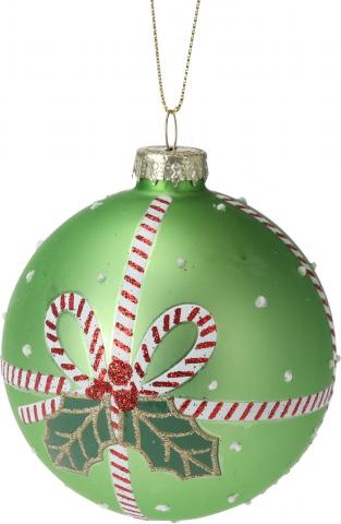 Коледна топка 8см, с блестяща панделка,стъклена, снимка 3 - Коледа