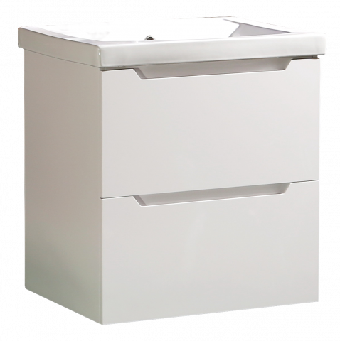 Конзолен PVC шкаф с порцеланов умивалник - Мебели за баня