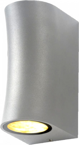 Фасадно тяло извито Отава 2хGU10 IP54 сребро - Градински лампи