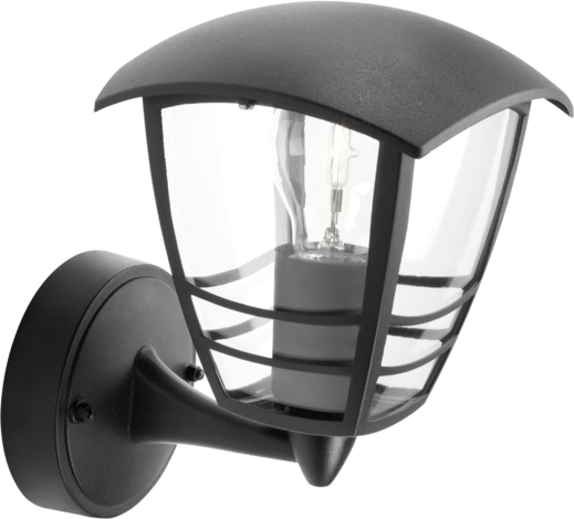 Градинска лампа Крийк черна долен носач IP44, E27 60W - Градински лампи