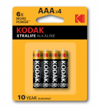 Алкална батерия Kodak XTRALIFE LR03/AAA 1.5V 4бр. блистер