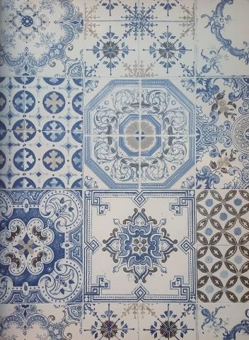 Тапет за баня Сини плочки винил - Тапети винил