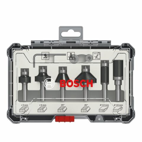 Комплект фрезери за ръбове 8 мм Bosch 6 бр. - Фрезери, зенкери