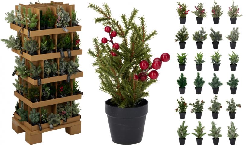 Мини коледна елха 23 см 4 дизайна, снимка 2 - Изкуствени елхи