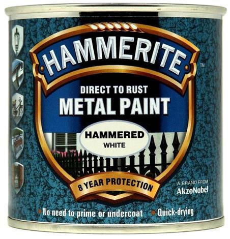 Боя за метал Hammerite 2.5л, бял хамър ефект - Бои 3в1
