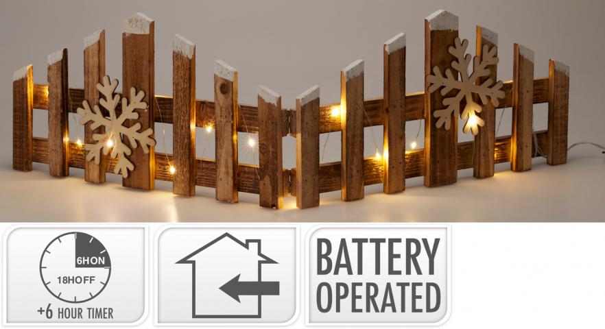 Коледна декоративна ограда LED 20 см кафява - Светещи фигури