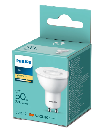 LED крушка Philips GU10 4.7W 380Lm 2700K - Лед крушки gu10